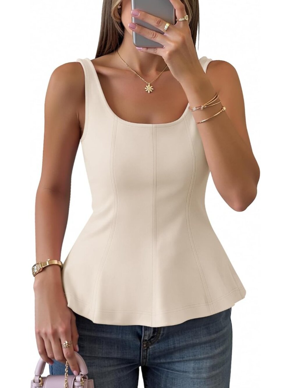 Womens Summer Sleeveless Vest Top Trendy Peplum Tops